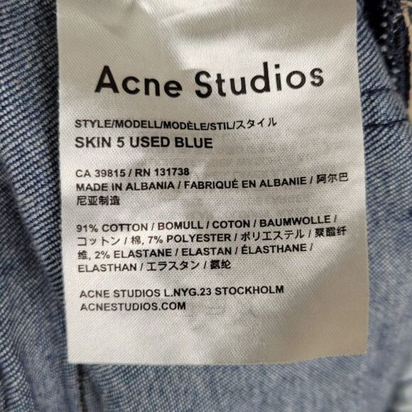 Acne Studios Size 23 Skin 5 Used Blue Skinny Cropped Jeans - Picture 9 of 11